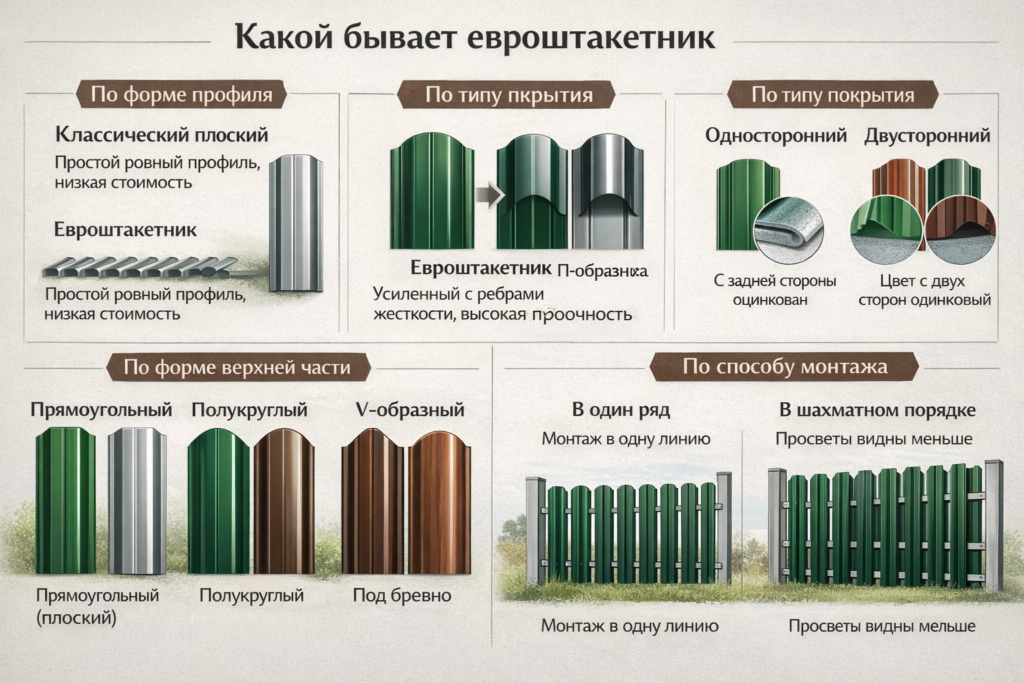 Какой бывает евроштакетник